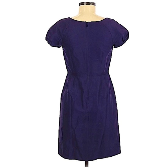 𝅺j Crew Purple Dolores Short Sleeve Waisted Dress Size 2 - Picture 2 of 9